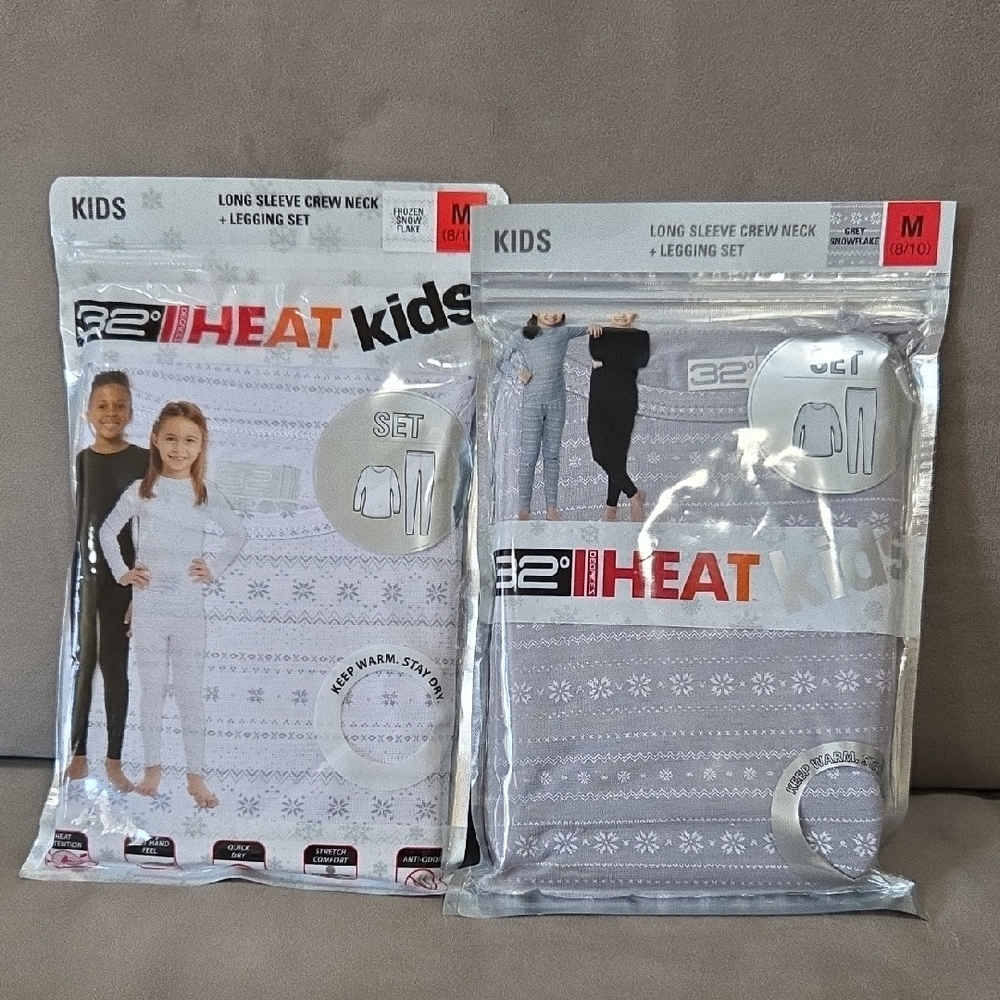 32 Degrees Kids Matching Set in White and Gray. Both Sets Sold Together.
